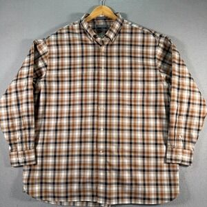 Daniel Cremieux Button Down Shirt Mens 2XL Brown Check Non-Iron Cotton Comfort‎
